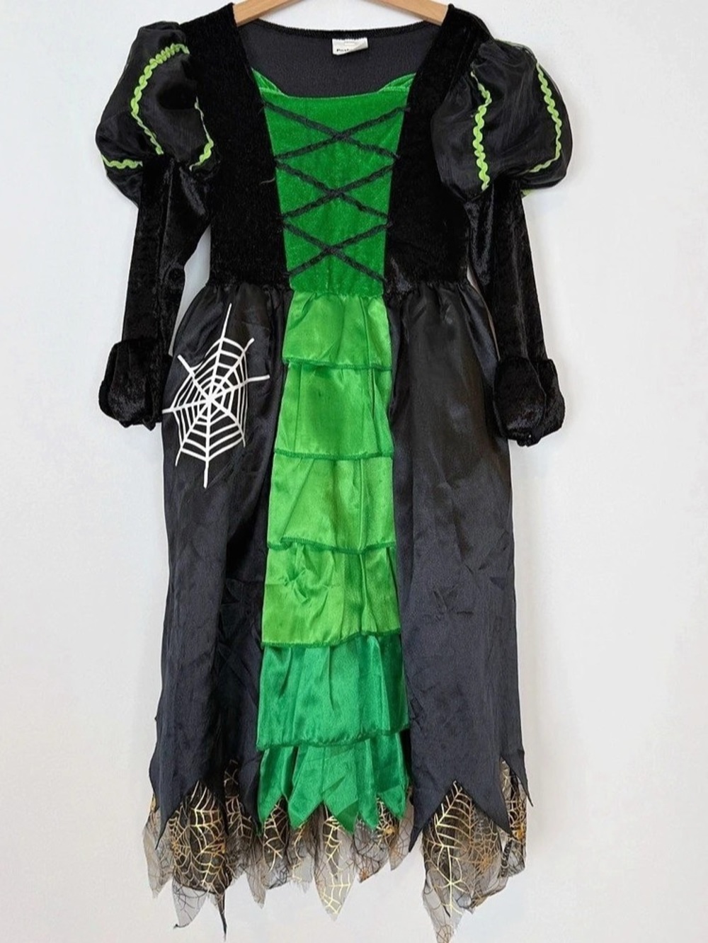 Girls Halloween Witch Costume Dress Black & Green 5-7Y